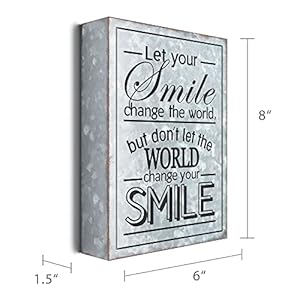Barnyard Designs Wooden Box Sign Motivational Desk Decor, Inspirational Office Desk Decorations for Women Office Bathroom Shelf Décor (Smile) Barnyard Designs Wooden Box Sign Motivational Desk Decor Inspirational Office Desk Decorations for Women Office Bathroom Shelf Decor Smile