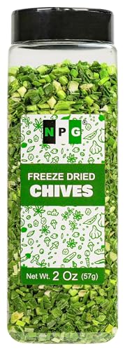 NPG Freeze-Dried Chives 2 Oz, Dehydrated Chopped Chives, Mild Onion Herb for Cooking, Soup, Ramen, Stir Fry & Garnish, Non-GMO, Gluten-Free Seasoning, Long Shelf Life