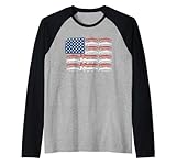 vintage usa pesce bandiera americana pesca patriottica pescatore maglia con maniche raglan