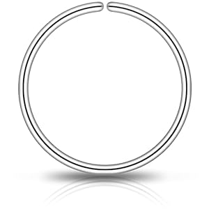 Gold Nose Ring Hoop for Women 14k Real Gold Filled Silver Thin Nose Rings, Nose Piercing Jewelry, Conch, Helix, Septum Hoops, Nose Jewelry (Silver, 20 Gauge-8mm)