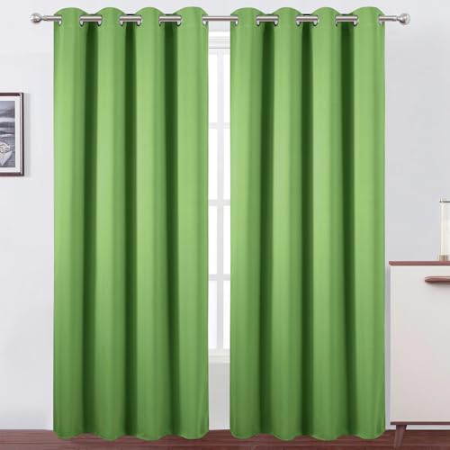 Image of LEMOMO Blackout Curtains 52 x 90 Inch Long Light Green Curtains Set of 2 Panels Room Darkening Curtains for Bedroom and Living Room