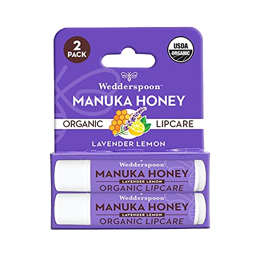 Wedderspoon Organic Manuka Honey Lip Balm | Smooth and Moisturizing | Lavender Lemon (Pack of 2)