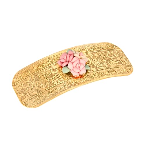 Barrette cheveux porcelaine rose 1928 Jewelry idée cadeau idéal femme
