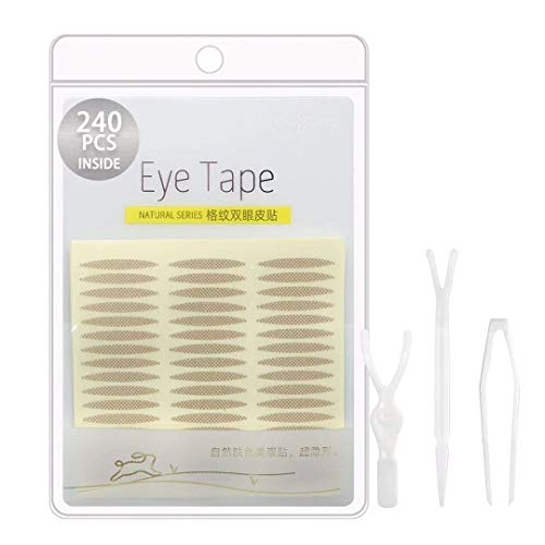 240pcs Invisible Eyelid Tape Double Eyelid Sticker(Sticky on One Side), Instant Eye Lift Strips for Hooded, Droopy, Uneven, or Mono-eyelids, Medium Size