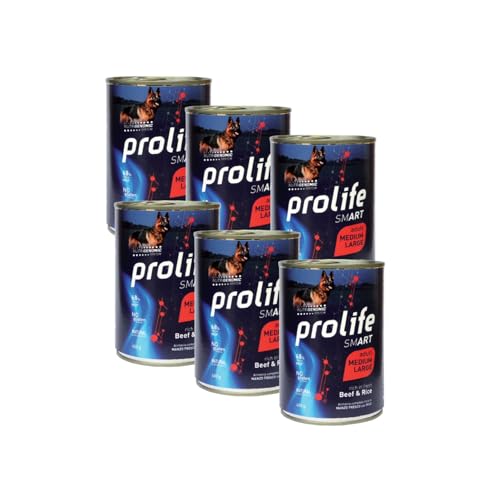 PROLIFE UMIDO CANE 6x400GR ADULT MANZO& RISO SMART MEDIUM/LARGE - confezione risparmio da 6 lattine
