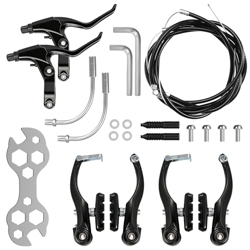 GFUEIGJ Fahrradbremsen Set Komplettes Universal Fahrradbremsen-Set Schwarz Fahrrad Bremsen Set V Brake Bremsbeläge für Mountainbikes und Rennräder