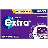 Wrigley's Extra Chewing Gum, Blueberry Flavour, 5 Packs of 10 Pieces, Sugar Free Chewing Gum Multipack with Xylitol (50 pieces) - Image 1