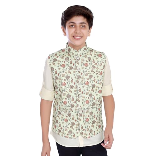 Image of CHARCHIT Boys Printed Nehru Jacket and Shirt
