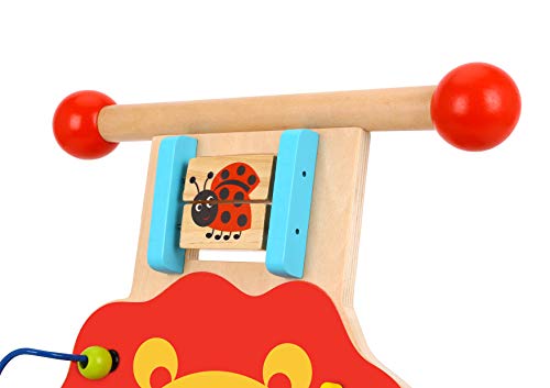 Pidoko Kids Lion Baby Walker Cart with Wheels - Wooden Activity Center Push and Pull Toy - for 1 Year Old and Up - Thumbnail 6