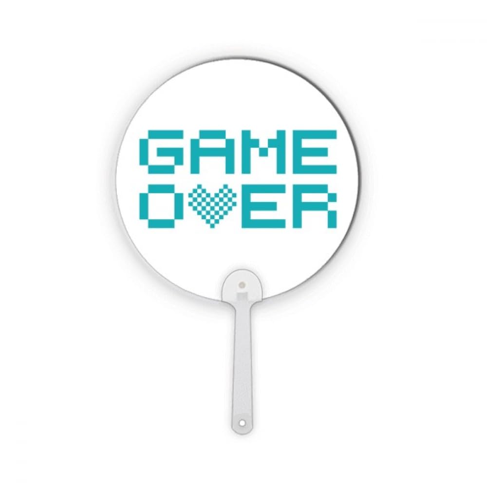 Éventail artisanal pixel art Game Over bleu, le cadeau idéal pour joueur rétro