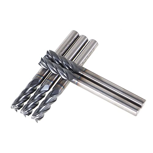 Image of findmall 5Pcs 4 Flute 3 /16 Inch x 5 /8 Inch Helix Carbide End Mill with Tialn Coated Fit for Aluminum Cut Non-Ferrous Metal Upcut CNC Spiral Router Bit