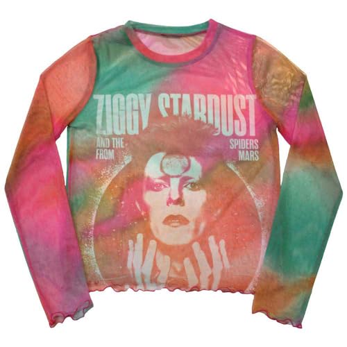 Haut Bowie Ziggy Stardust crop top mesh à manches longues pour exprimer votre âme rock