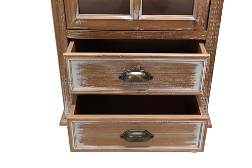 Image of LKTART 55 inch Tall Solid Wood Kitchen Pantry Storage Cabinet with Drawers | Solid Wood Frame;Farmhouse /French Country Narrow Corner Glass Display Cabinet;Narrow Storage Cabinet;Tall Accent Cabinet
