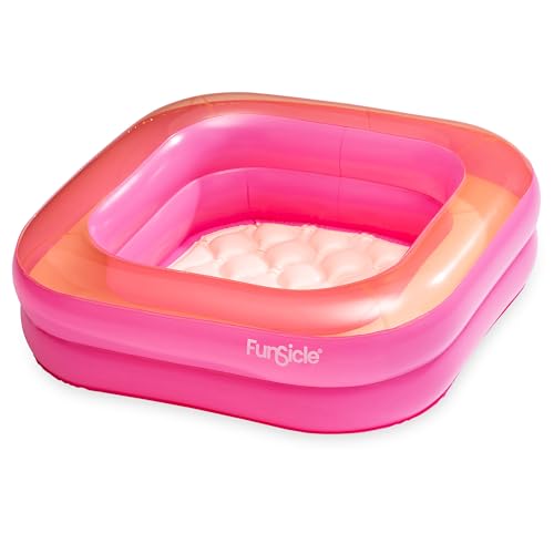 Planschbecken für Kinder Aufblasbarer Babypool Kinderpool 86x86x25cm Tragbare Badewanne Schwimmbecken Badespielzeug (Rosa)