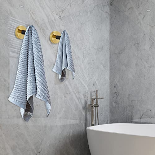 Image of 4 Pack Robe Towel Hooks Coat Hook Bathroom Black Gold Wall Hook Stainless Steel Heavy Duty Door Hanger Towel Robe Clothes Cabinet Closet Sponges Hook for Bathroom Bedroom Kitchen Hotel Pool