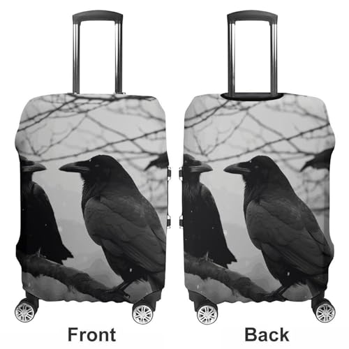 Crow Birds Printed Luggage Cover Protector, Fits 18-32 Inch Luggage3