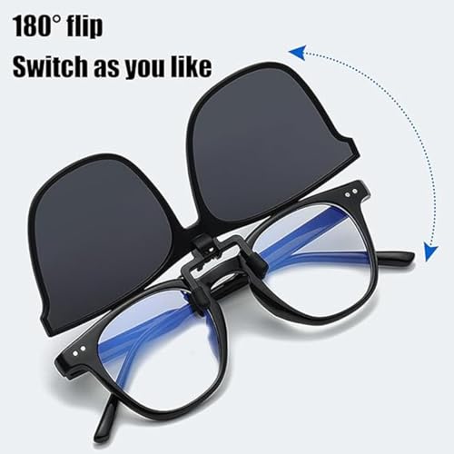 Interferek New Polarized Clip-On Flip Up Sunglasses, Up Sunglasses Over Prescription and Reading Glasses Frames (Ice Blue Film)4