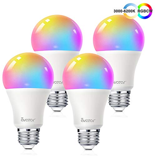 Ampoule Connectée à Alexa Google Home E27 WIFI Intelligente LED 8W, Commande Vocale, Couleur Dimmable, Minuterie, Smart Bulbs pour Décoration/Bar/Restaurant (Lot de 4)