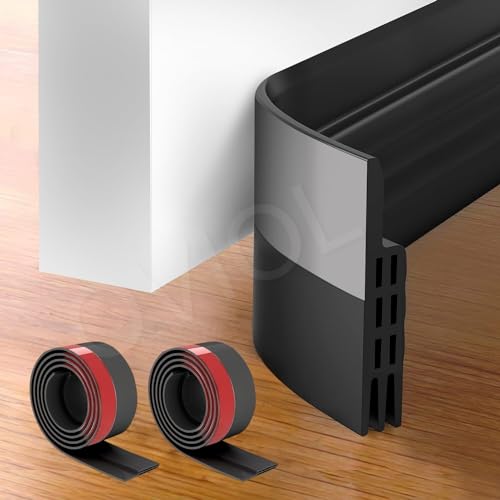 Image of OVIOL Door Bottom Sealing Strip Self-Adhesive Under Gap Filler Rubber Dust Stopper for Home Door Gap Sealing Strip Cockroach Insect Bugs Draft Stopper Waterproof (1 MTR Pack of 2, Black)