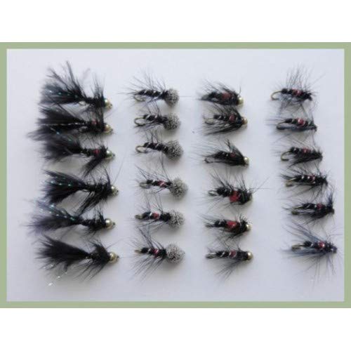 Bibio Pattern Trout Fishing Flies, 24 Pack, 4 designs, Mixed Size 10/12