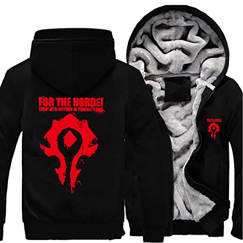 SHAMMA 2023 Herren Winter Hoodies für Warcraft World Fleece Jacken Mäntel Reißverschluss Pullover Warm Dicker Hoodie Schwergewicht Sweatshirt Workout Sport Oberbekleidung für Männer-A||XL