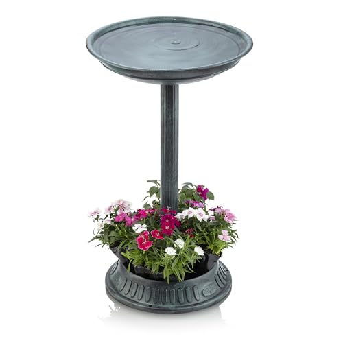 Bain d'oiseaux de 38,1 cm de diamètre avec vasque verte stable - 8