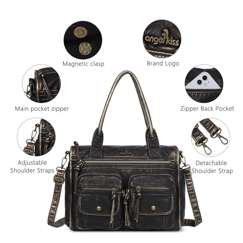 Bolso Satchel Hobo de Cuero Suave para Mujer Angel Kiss miniatura 6