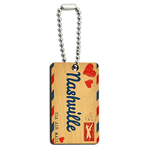 GRAPHICS & MORE Air Mail Postcard Love for Nashville Wood Wooden Rectangle Key Chain