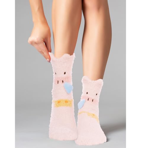 Image of Benefeet Sox Funny Animal Fuzzy Socks for Women Girls - Cute Fluffy Slippers, Cozy Warm Winter Plush Sleeping Socks