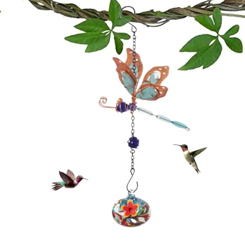 Carillon à vent en verre avec distributeur pour oiseaux, cadeau de jardin