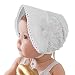 Little Baby Children Vintage Sun Hat Summer Cotton Bonnet with Flower Applique, White, 6-18 Months