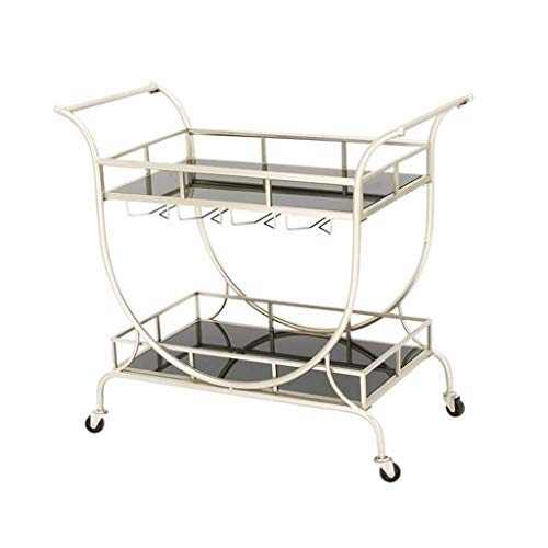 XNYXLPP Carrito de Bar Art Déco con Estante para vinos, Mesa Auxiliar para Fiesta de té y 2 estantes, Elegante Mesa para Servir Bebidas con Ruedas