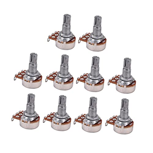 DOITOOL 10pcs B50k Full Size Guitar Bass Potentiometer Audio Taper Knob Volume Pot for Replacement
