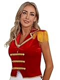 winying Womens Sleeveless Circus Ringmaster Waistcoat Halloween Cosplay Vest Costume for Adult Red Small