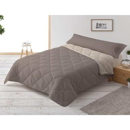 Donegal Collections Edredón Nórdico Cama 150/160-240x220 cm Reversible Bicolor Beige/Cuero - Relleno Nórdico Invierno/Otoño 300 gr/m² - Funda Nórdica Ligera 100% Fibra y Antiácaros