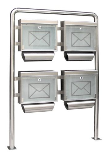 Preisvergleich Produktbild Edelstahl 4fach Standbriefkasten, Briefkastenanlage