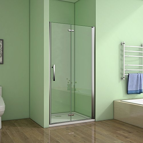 Porte de douche 90x195cm pivotante et pliante en niche modèle de Héli