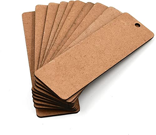 Image of MDF Bookmark Cutouts for Craft - Set of 30 (4x10cm) Plain Wood Sheet Blanks for Painting, Resin Art, Decoupage & DIY School Projects | Rectangular Wooden Tags for Kids & Professional Artists