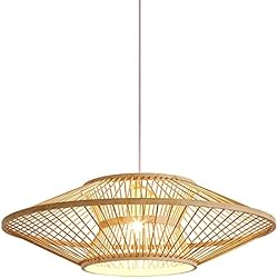 Lamparas De Sal Baes LQSZQBH Lámpara De Dormitorio Tejida A Mano, Lámpara Colgante Moderna De Tejido De Bambú De Doble Capa, Luz Colgante De Ratán para Comedor Baes E27/E26, Luz Colgante para Sala De Exposición De