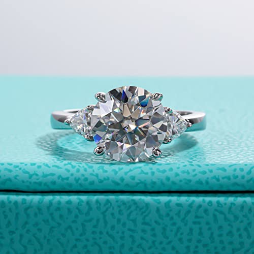 AnuClub 4.6ct Moissanite 3 Stone Engagement Rings D Color VVS1 Round Cut 925 Sterling Silver Anniversary Wedding Promise Ring for Women Size 5.5 by AnuClub - Used condition - Image 9