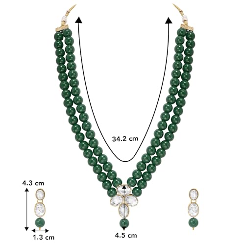 Image of Peora Crystal Faux Pearl Kundan Necklace & Jewelry Set Gift for Women