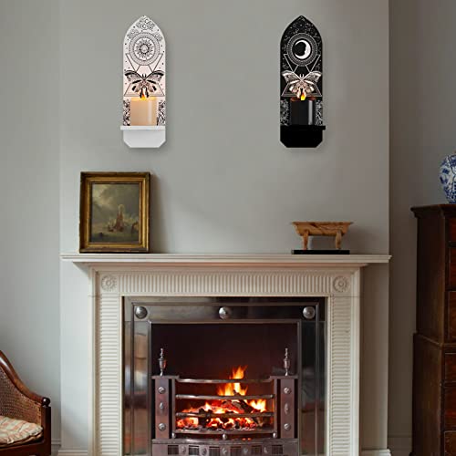 Witchy Wall Decor Decorative Shelf Set Of Two, Witchy Gifts Home Decor, Gothic Shelves Candle Sconces, Witchcraft Supplies Wooden Crystal Display Shelf, Wiccan Goth Spooky Room Decor For Witches #TOP6