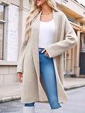 Saodimallsu Kardigan damski, lekki, oversize, długi kardigan, otwarty przód, sweter casualowy, jednokolorowy płaszcz z dzianiny, morela, L