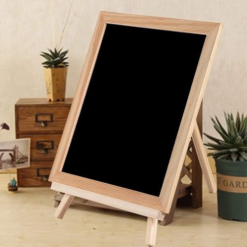 Image of Wooden Easel Chalk Board, Tabletop Art Display Easel Black Board for Kids Learning, Restaurant Menu, Message Board, Grafting Welcome Sign Wedding Decor Board Table