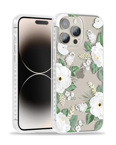 Coque fleurie iPhone 15 Pro Max élégante rose blanche cadeau idéal pour femme