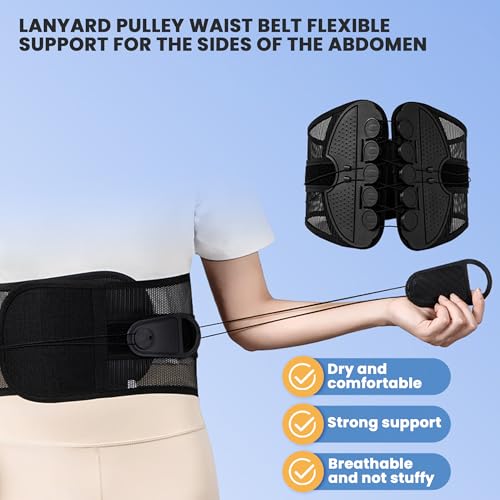 Sttlejura Dual-Pull Lower Back Brace - Adjustable Waistband With Pulley System & Breathable Mesh, Ergonomic 26° Curve Design For Decompression Support Posture Corrector Men Women(Xl) - 3