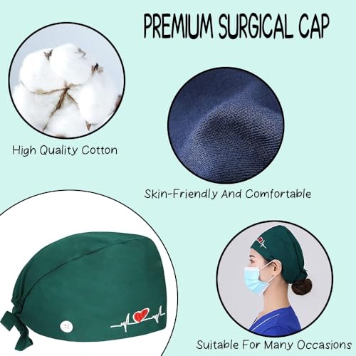 Op Haube Stoff OP Hauben Stoff Krankenschwester Zubehör für Ärzten, Krankenschwester Kappe, Verstellbare Arbeitskappe Staubkappe Krankenschwestern Zahnärzten Pharmazeuten Tierärzten (Grün)