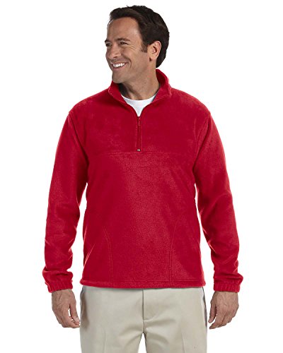 8 oz. Quarter-Zip Fleece Pullover, Medium, RED