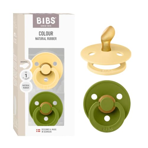 BIBS Colour Pacifier, 0-6 Months, 2-Pack, Anatomical, Pale Butter/Wasabi
