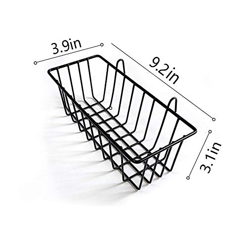 Mygogo wall grid panel basket display shelf storage rack 9.2"x3.9"x3.1" pack of 2 (Black)